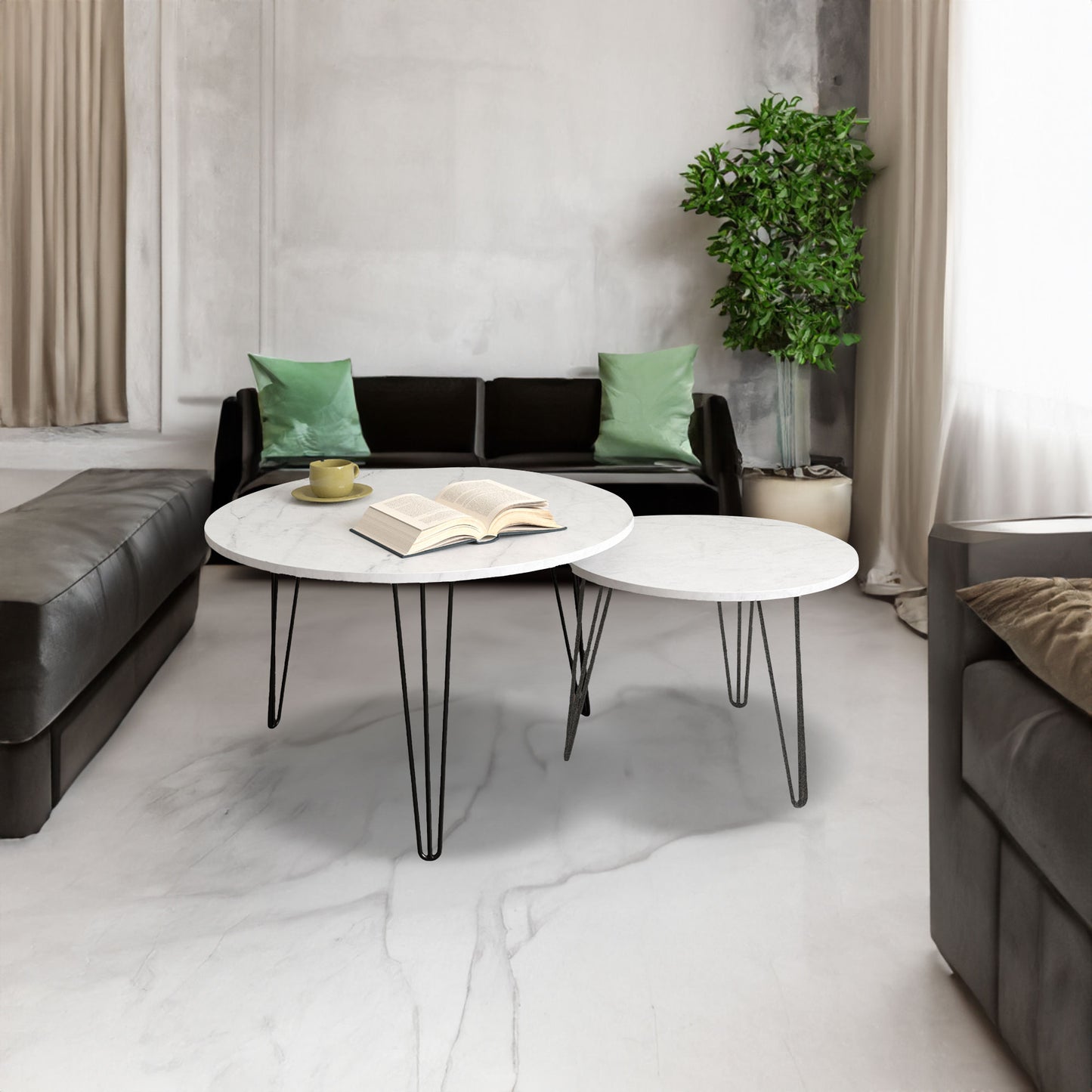 Round Nesting Coffee Table Set
