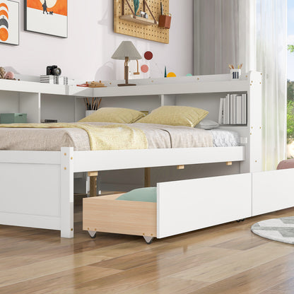 Full Bed with L-shaped Bookcases
