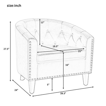 Leather Tufted Barrel Chair