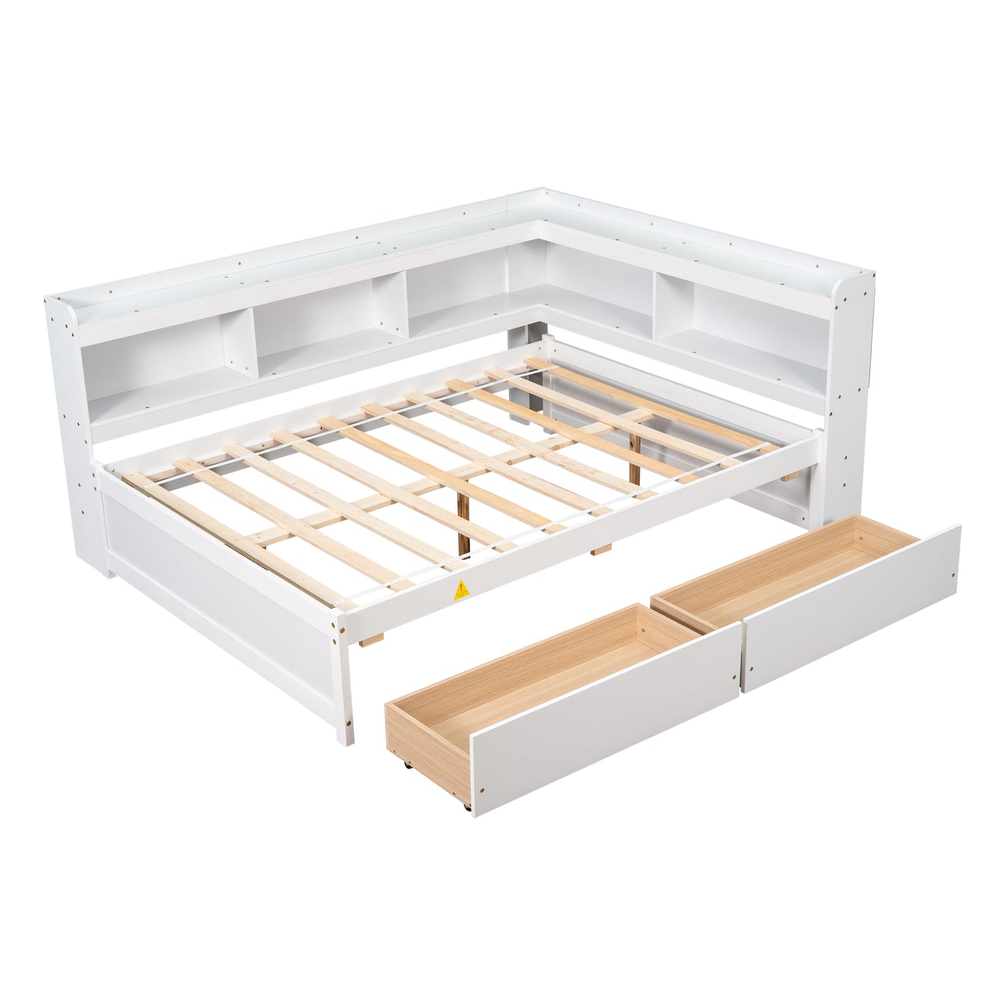 Full Bed with L-shaped Bookcases
